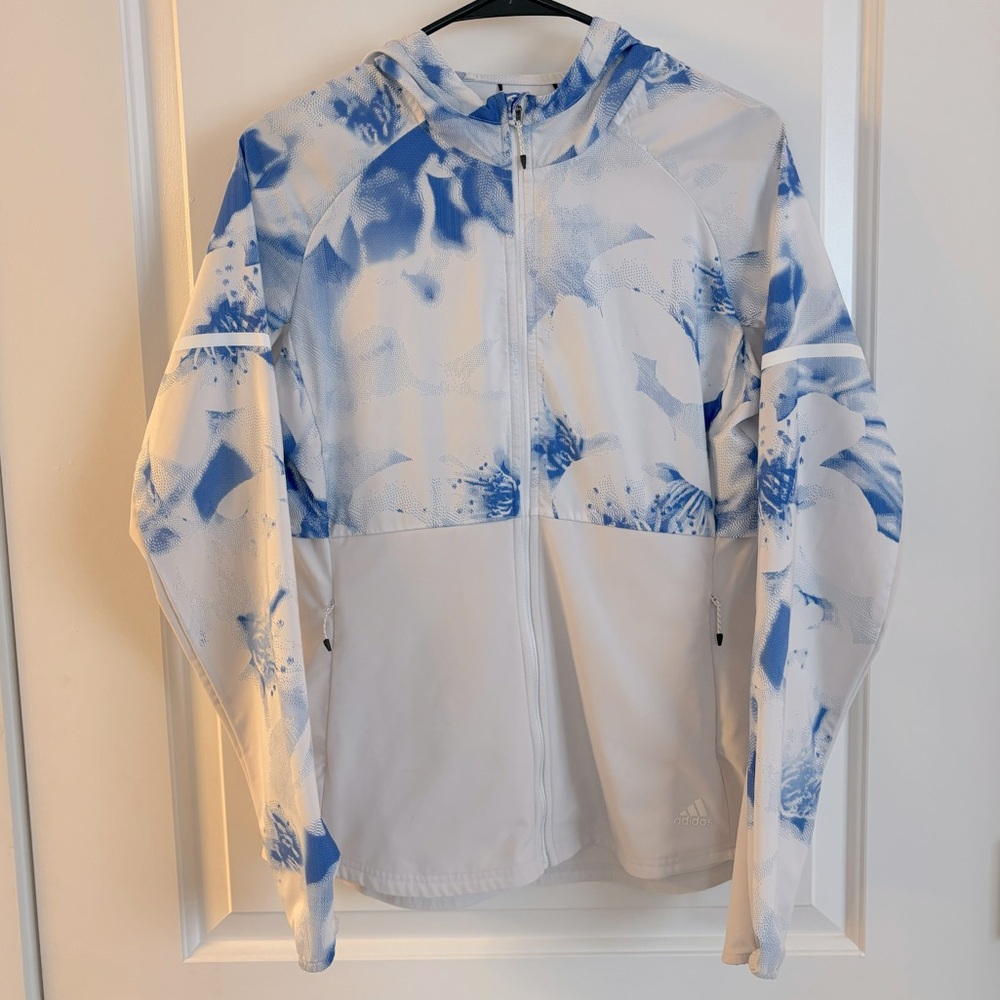 Vintage Blue and white Adidas windbreaker - Medium
